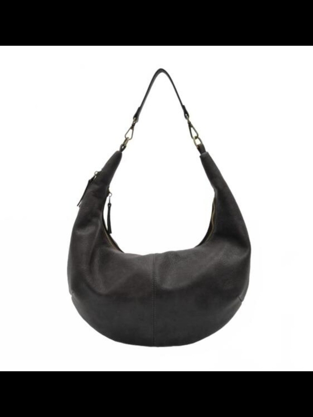 Joy Susan Gray Leather Crescent Hobo Bag
